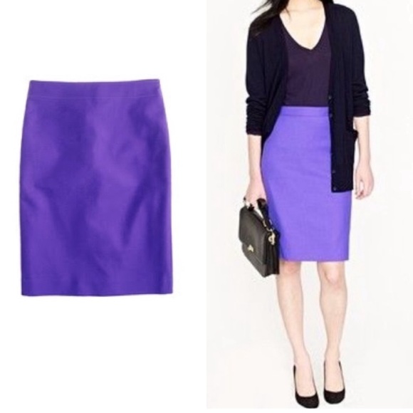 J. Crew “The Pencil Skirt” Wool Purple Size 2 - Picture 1 of 11
